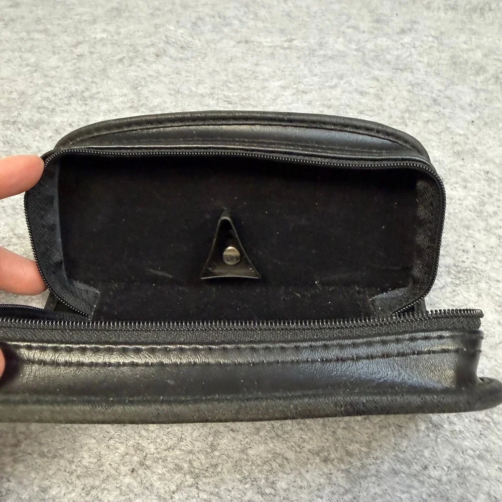 Ray-Ban Black Leather Sunglasses Case Zippered Hard Shell Eyewear Protector
